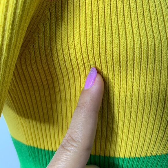 Rokh Women's Rainbow Short Sleeve Ribbed Collared Shirt Top Size Medium - Picture 6 of 12